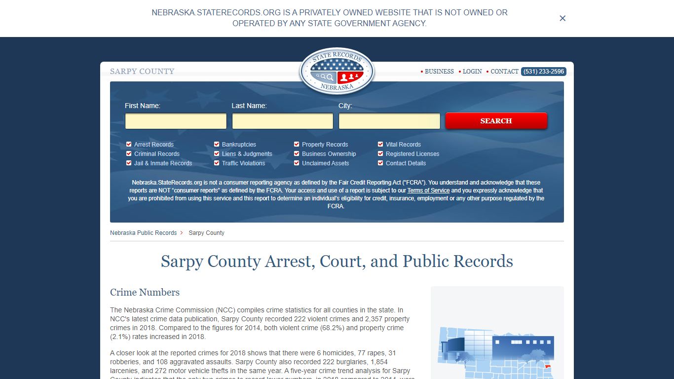 Sarpy County Arrest, Court, and Public Records